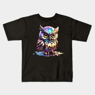 Magical Holographic Owls: Snowflake Kids T-Shirt